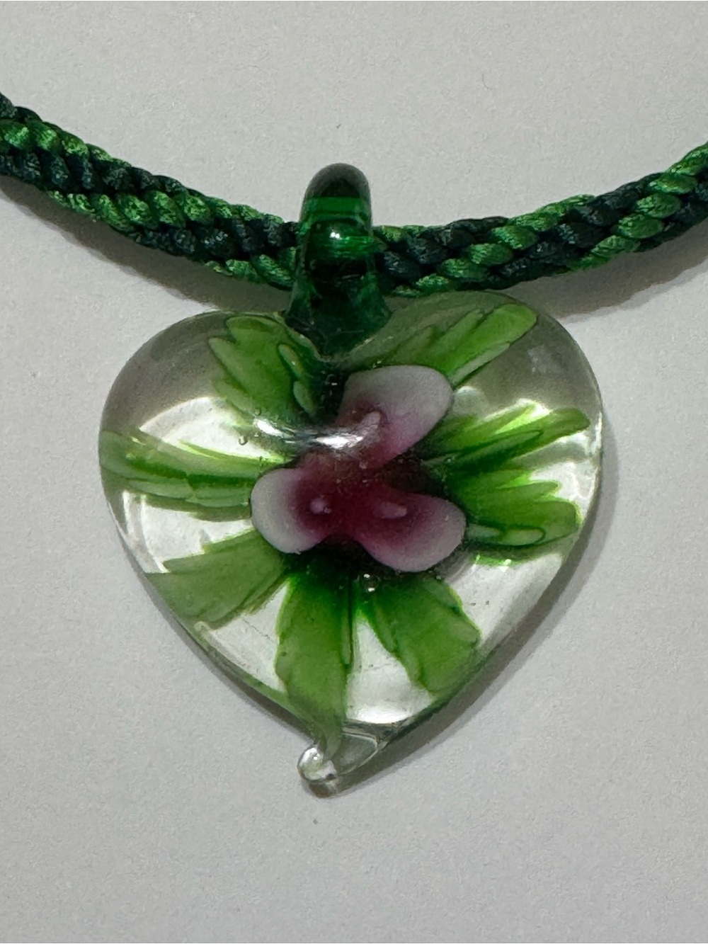 HANDMADE BRAIDED NECKLACE WITH GLASS PENDANT